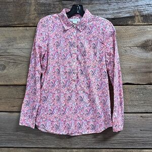 Liz Claiborne Paisley button up shirt, pink paisley. size small
